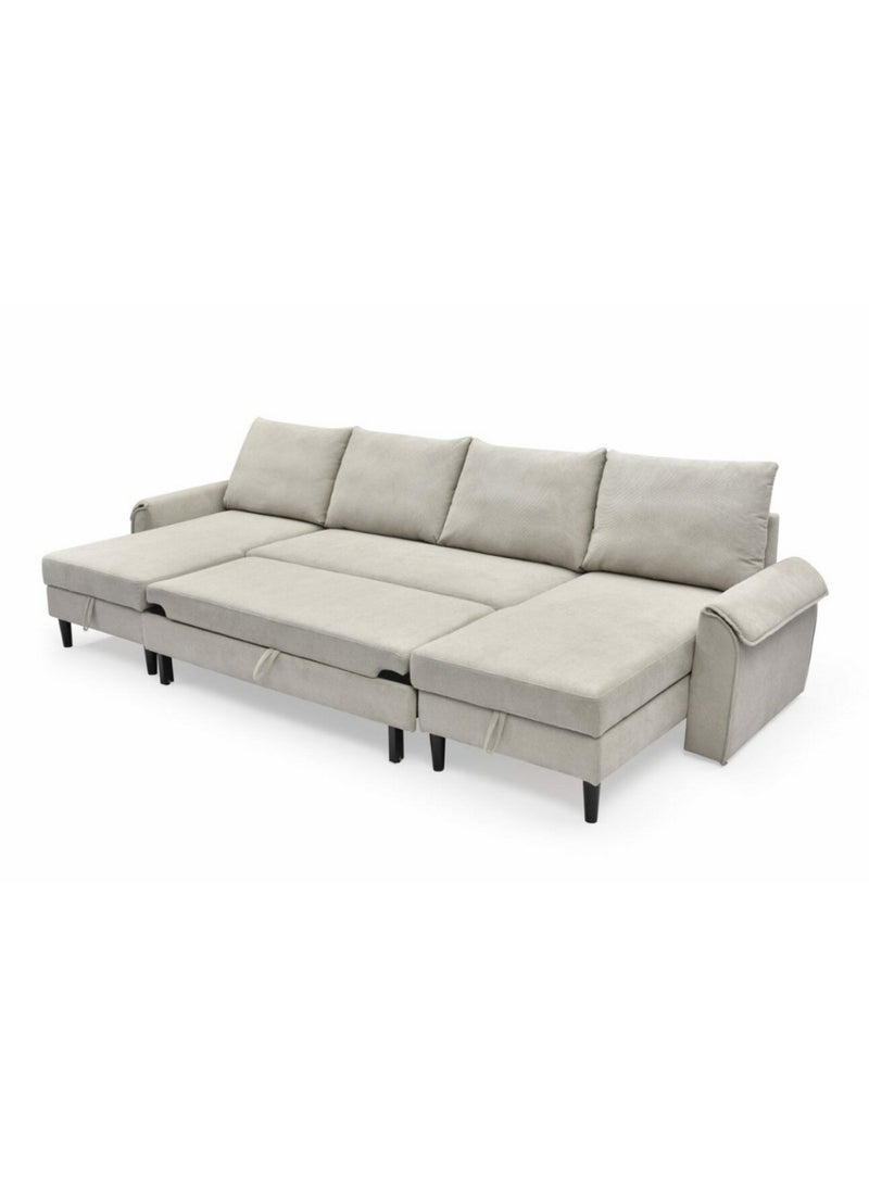 هومزمارت كنبه دائرية خشب سويدي و مخمل - بيج - Image 5