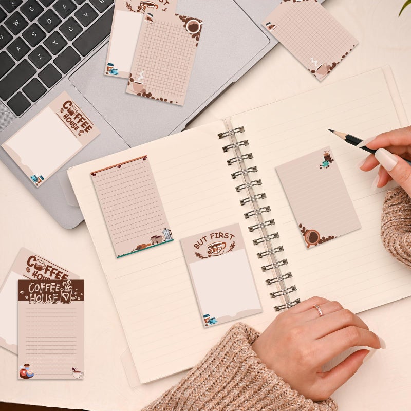 Gilprop 12 Pcs Coffee Sticky Note Set Coffee Lover Gifts Sticky Note Cute Pads Funny Post Pads with Box Greeting Card for Librarian Teacher Christmas Gift Office Supplies - Image 4