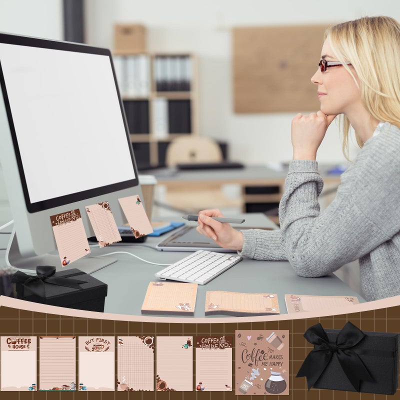 Gilprop 12 Pcs Coffee Sticky Note Set Coffee Lover Gifts Sticky Note Cute Pads Funny Post Pads with Box Greeting Card for Librarian Teacher Christmas Gift Office Supplies - Image 5