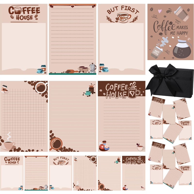 Gilprop 12 Pcs Coffee Sticky Note Set Coffee Lover Gifts Sticky Note Cute Pads Funny Post Pads with Box Greeting Card for Librarian Teacher Christmas Gift Office Supplies - Image 1