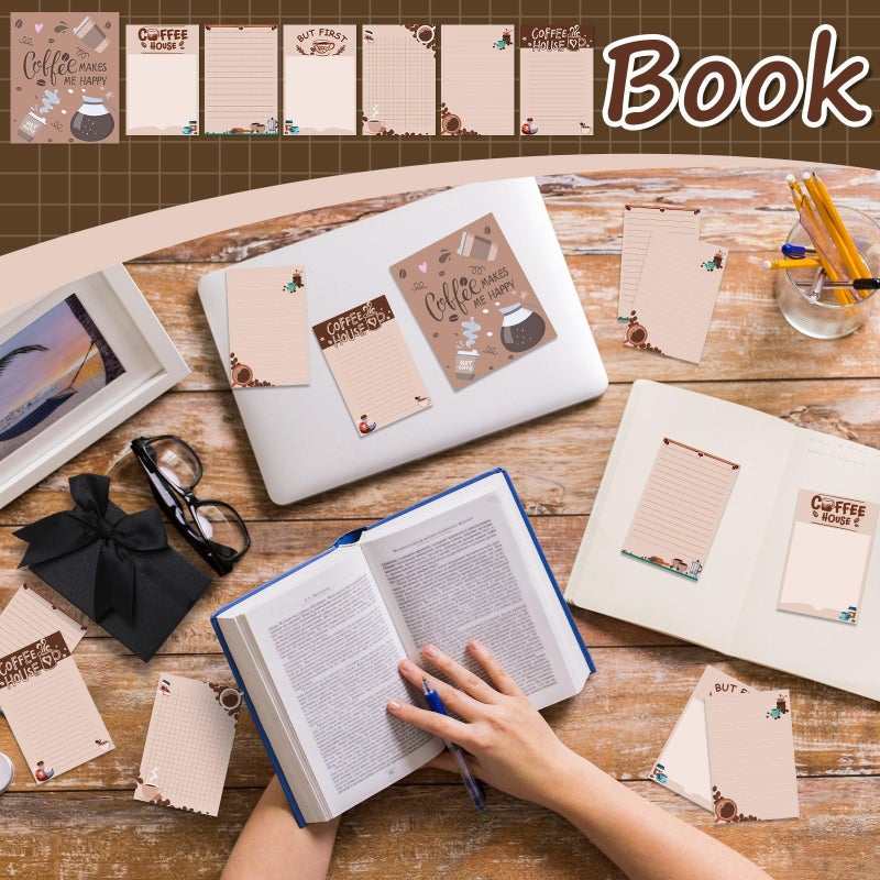 Gilprop 12 Pcs Coffee Sticky Note Set Coffee Lover Gifts Sticky Note Cute Pads Funny Post Pads with Box Greeting Card for Librarian Teacher Christmas Gift Office Supplies - Image 3