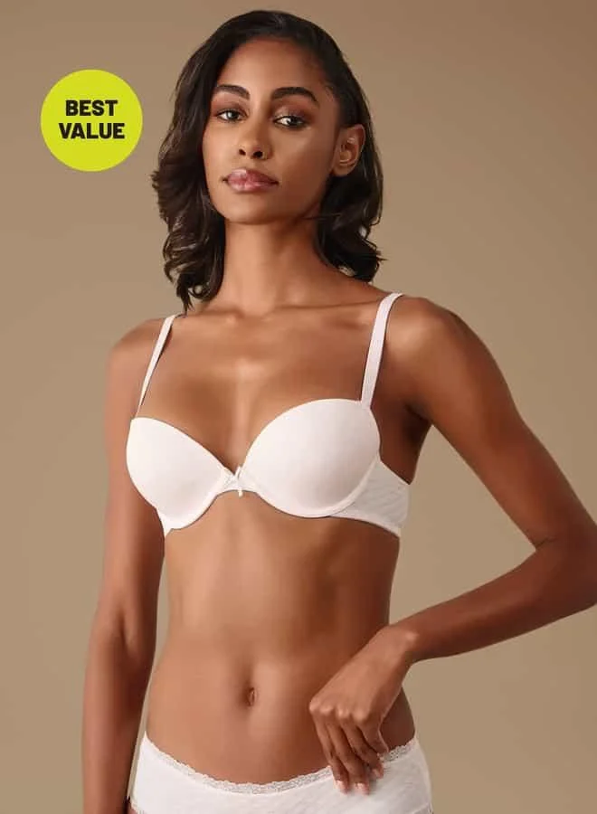 Splash FAV Textured Balconette Bra with Hook and Eye Closure