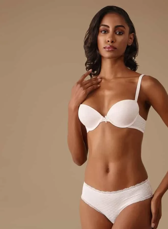 Splash FAV Textured Balconette Bra with Hook and Eye Closure