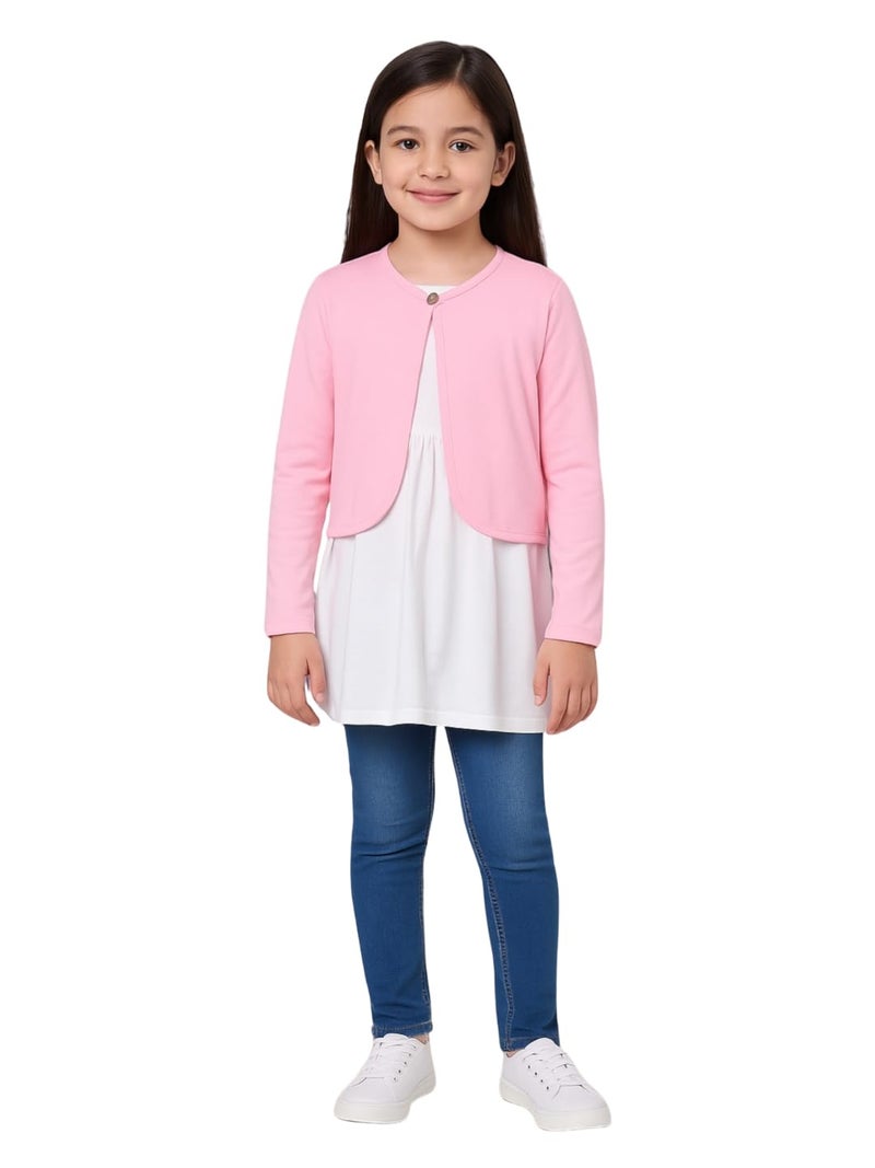 KRYPTIC Kids Girls Crop Length Cotton Shrug – Soft Lightweight Open Front Layer for Stylish Everyday Wear - Image 1
