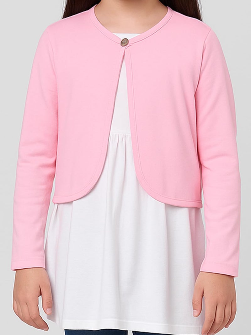 KRYPTIC Kids Girls Crop Length Cotton Shrug – Soft Lightweight Open Front Layer for Stylish Everyday Wear - Image 3
