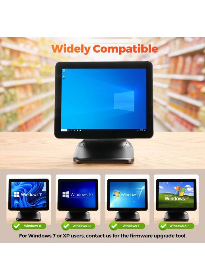 MUNBYN 15-inch POS Touch Screen Monitor, True Flat Seamless POS Monitor, Heavy-Duty Metal Stand, HDMI/VGA Capacitive Screen Display for Retail Restaurant, Bar, No Driver Required, 2Y Protection - Image 3