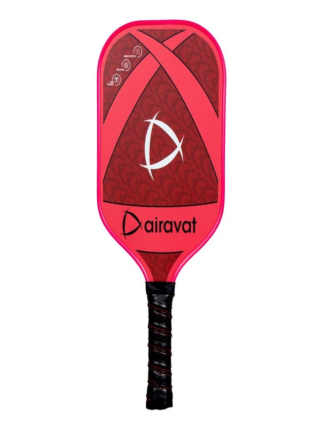 AIRAVAT مضرب/مضرب بيكلبول Airavat Snipe 7411، مصنوع بالكامل من ألياف الكربون، سمكه 16 مم، جسم خفيف، مقبض طويل ذو قبضة محكمة للقوة/الدوران، حماية حافة الحماية، معيار USAPA - أحمر. - Image 2