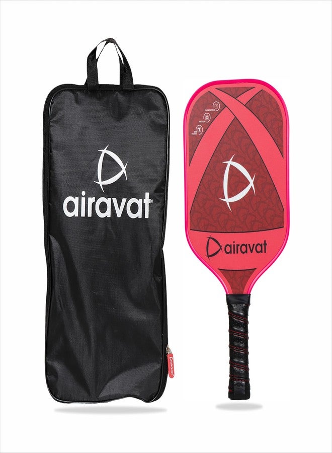 AIRAVAT مضرب/مضرب بيكلبول Airavat Snipe 7411، مصنوع بالكامل من ألياف الكربون، سمكه 16 مم، جسم خفيف، مقبض طويل ذو قبضة محكمة للقوة/الدوران، حماية حافة الحماية، معيار USAPA - أحمر. - Image 1