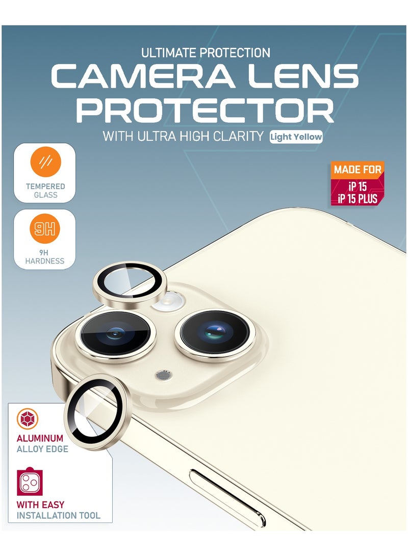 Moxedo Camera Lens Protector Aliminum Alloy with Easy Installation Tool Compatible for iPhone 15 Plus 6.7 /iPhone 15 6.1 (Light Yellow) - Image 5