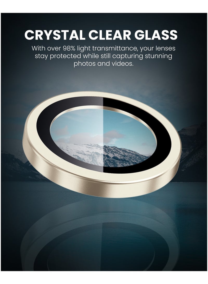 Moxedo Camera Lens Protector Aliminum Alloy with Easy Installation Tool Compatible for iPhone 15 Plus 6.7 /iPhone 15 6.1 (Light Yellow) - Image 2