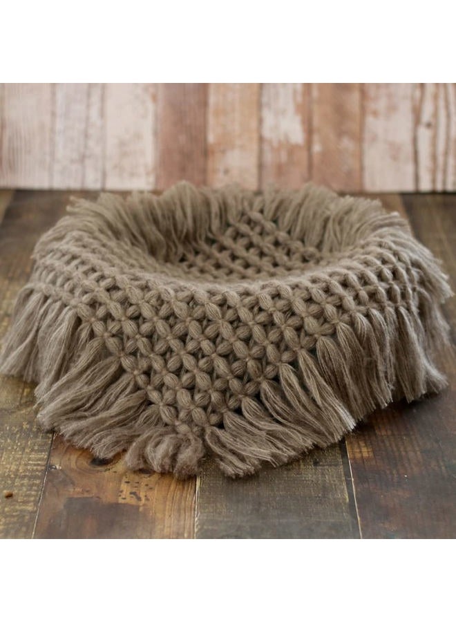 Vedory Newborn Baby Photography Props Blanket Posing Aid for Girl Boy Photo Shoot Baskets Filler Posing Stuffer Background Blanket (Grey Camel) - Image 2