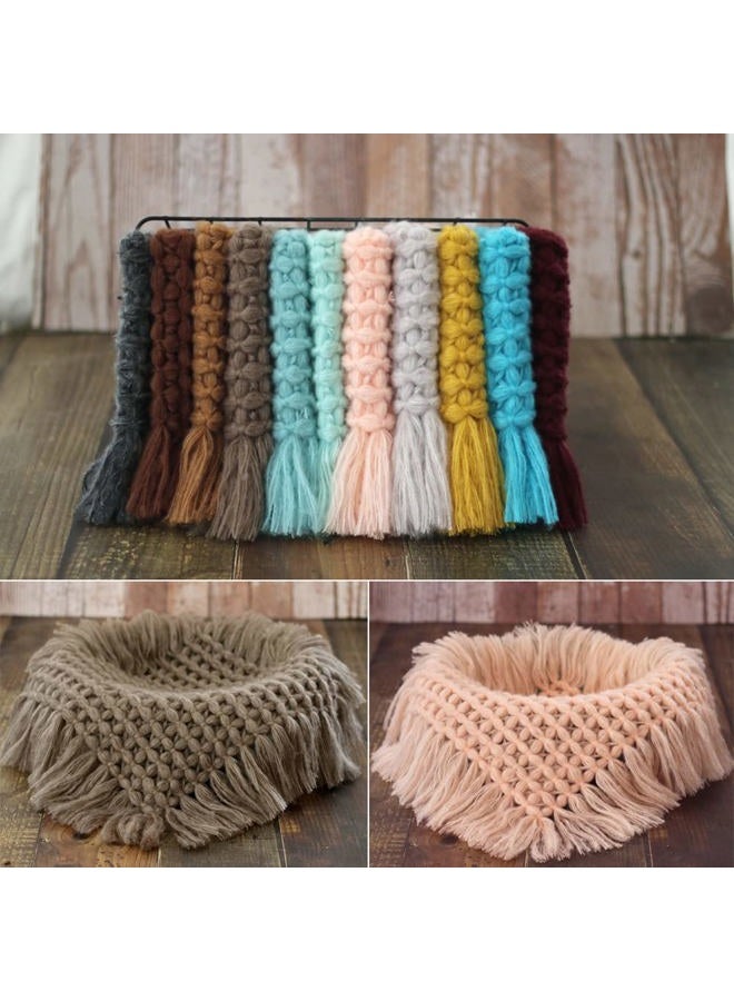 Vedory Newborn Baby Photography Props Blanket Posing Aid for Girl Boy Photo Shoot Baskets Filler Posing Stuffer Background Blanket (Grey Camel) - Image 3