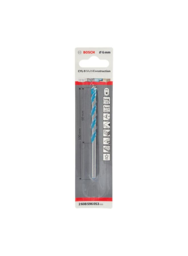 BOSCH CYL-9 MultiConstruction Drill Bit Silver and Blue 6 x 100mm JE2 608 596 053  - Image 2