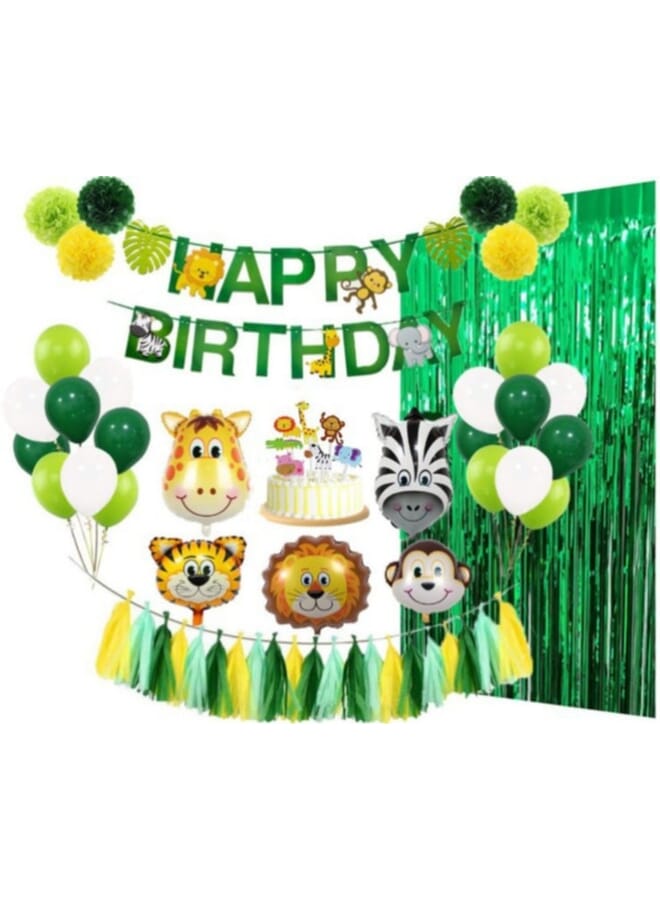 Party Time Jungle Theme Birthday Decoration Kit 45 Pieces - Image 1
