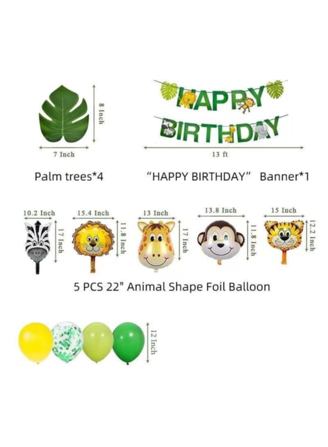 Party Time Jungle Theme Birthday Decoration Kit 45 Pieces - Image 2