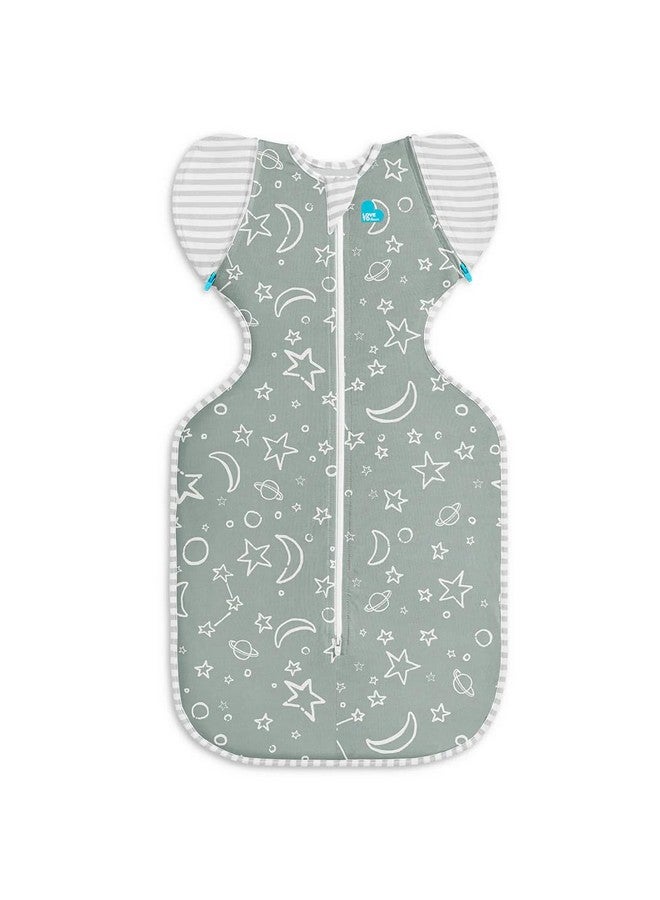 Love to Dream Swaddle Up Transition Bag Viscose Bamboo, Large (8.5-11kg), Ideal for Moderate Room Temperatures (20-24°C), 1.0 TOG, Olive Stars & Moon - Image 1