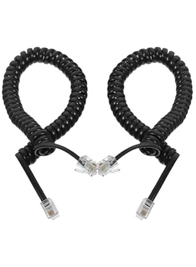 2 Pack Black Coiled Telephone Receiver Cord For Desk Landline Phone - Image 1