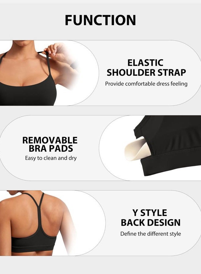 MIRITY Padded Y-Back Sports Bra for Women - Racerback Low Impact Spaghetti Strap for Yoga Workout Top - Image 5