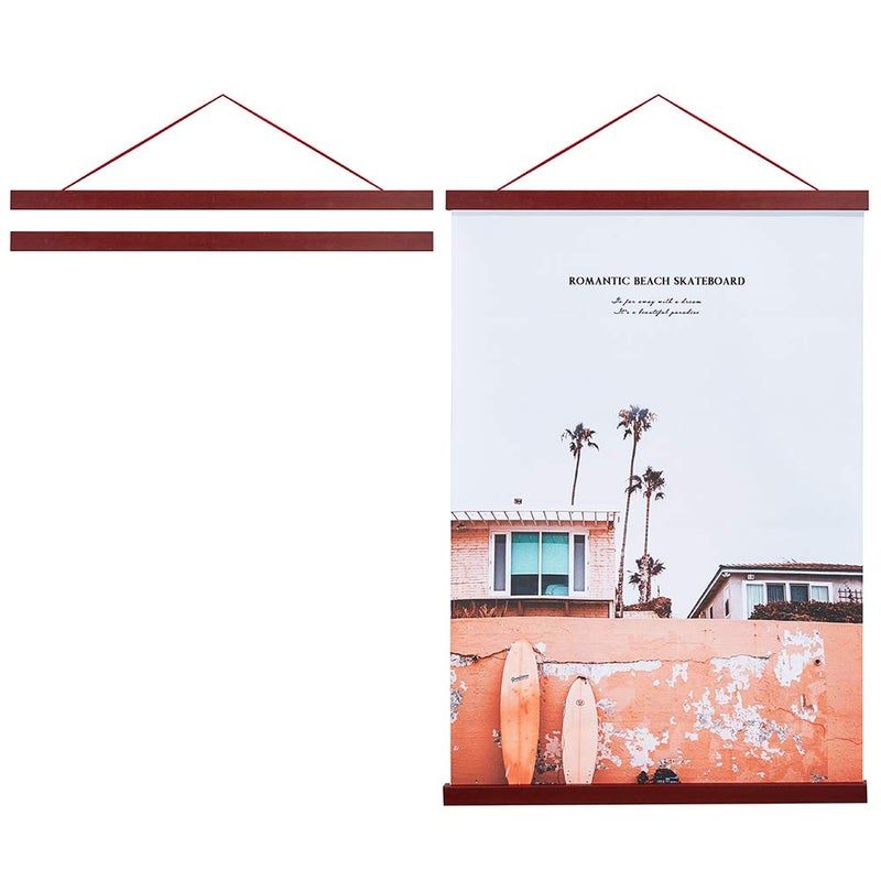 Artmag Magnetic Poster Hanger Frame, 20x28 20 x 30 20x26 Light Wood Wooden Magnet Canvas Artwork Print Poster Hangers Frames Hanging Kit (Mahogany, 20") - Image 1