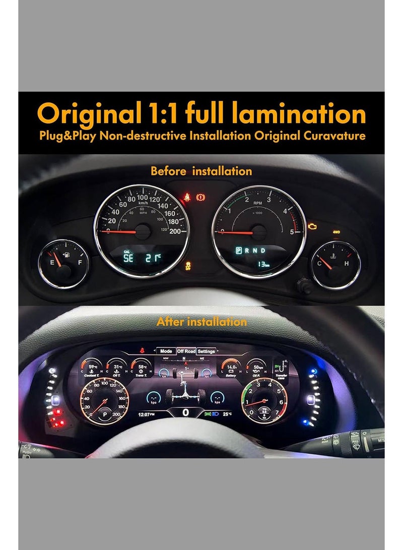 Digital Instrument Cluster Display for Jeep Wrangler JK 2011-2017 Speedometer Upgrade,12.3”HD screen1920*720,2S Fast Boot,Plug&Play,Non-Destructive Install,OTA Upgrade - Image 5