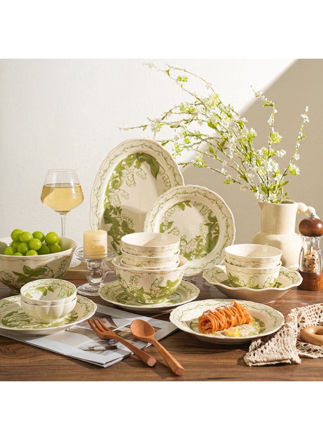 Shelly Chunlingyu Ceramic Tableware Underglaze Color Bowls Plates Gift Box Set 42-piece Six-person Premium Porcelain Dinnerware - Image 5