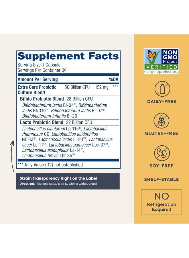 ألتيميت فلورا إكسترا كير بروبيوتيك 50 مليار وحدة تشكيل مستعمرة، 30 كبسولة نباتية - Image 2