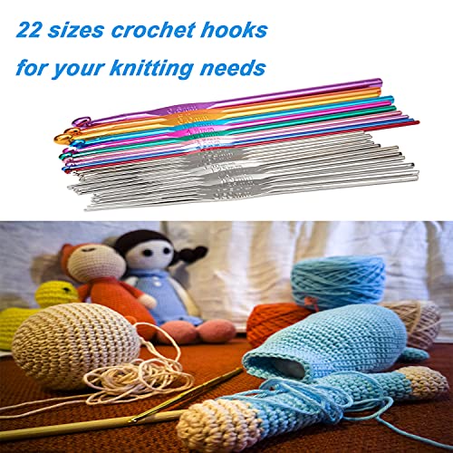 BetyBedy 22Pcs Crochet Hooks Set, BetyBedy Aluminum Handle Knitting Needles, Multicolor Crochet Needles for Yarn Craft, 0.6~6.5mm - Image 5