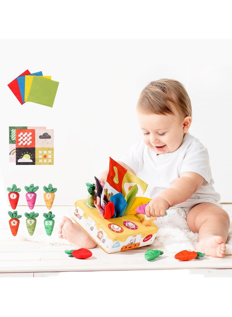 عربست لعبة صندوق أنسجة مونتيسوري للأطفال لمدة 6-12 شهرًا - لعبة المجلس المشغولة الحسية للأطفال الصغار ، وتراكم الألعاب مع الأوشاح ، ورق التجعيد - هدايا للأولاد والبنات البالغين من العمر سنة واحدة - Image 1