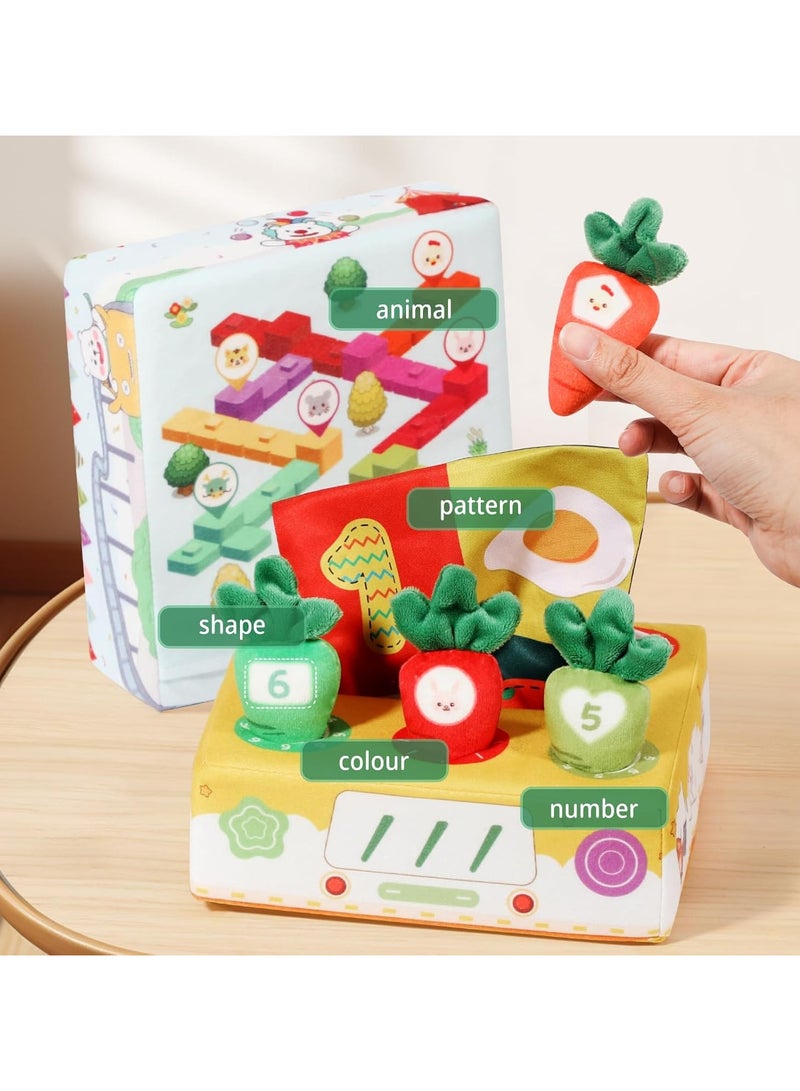 عربست لعبة صندوق أنسجة مونتيسوري للأطفال لمدة 6-12 شهرًا - لعبة المجلس المشغولة الحسية للأطفال الصغار ، وتراكم الألعاب مع الأوشاح ، ورق التجعيد - هدايا للأولاد والبنات البالغين من العمر سنة واحدة - Image 3