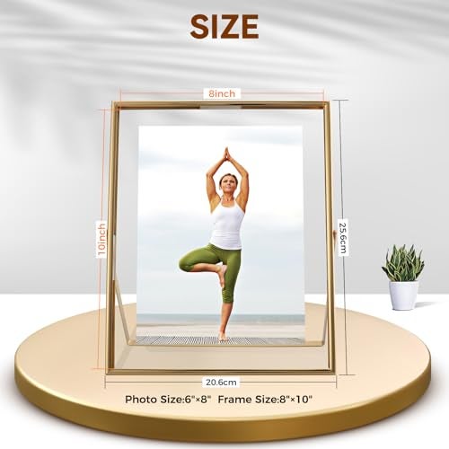 AhaGo Gold Floating Frame, 8"×10", 2 Set, Vertical, For Picture 7x9, 6x8, 5x7, Tabletop Shelf Photo Frames, Classy for Thanksgiving, Wedding or Birthday - Image 2