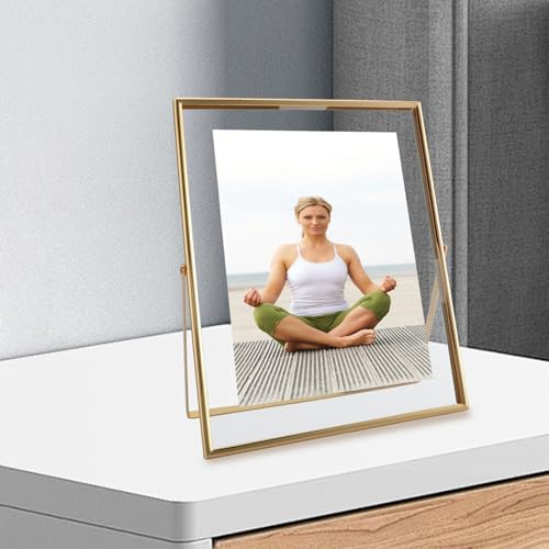 AhaGo Gold Floating Frame, 8"×10", 2 Set, Vertical, For Picture 7x9, 6x8, 5x7, Tabletop Shelf Photo Frames, Classy for Thanksgiving, Wedding or Birthday - Image 4