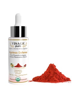 Visage Pure Ageless Defense -Cellular Restorative Astaxanthin Face Serum -by Visage Pure-Astaxanthin and Resveratrol Antiaging Serum. Protects the Skin From Aging-Organic-Physician Formulated-Research Supported  - Image 1