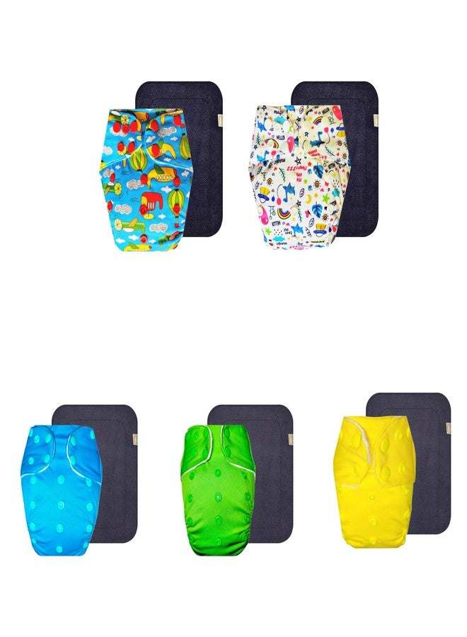 حفاضات قماشية فاخرة من دمبلدو مع حشوة رمادية (عبوة من 5) | شعور بالجفاف والراحة | وسادة ماصة من 6 طبقات | سهلة التنظيف | مثالية لفصل الصيف الهندي | من 3 أشهر إلى 3 سنوات | مناسبة للجنسين - Image 1