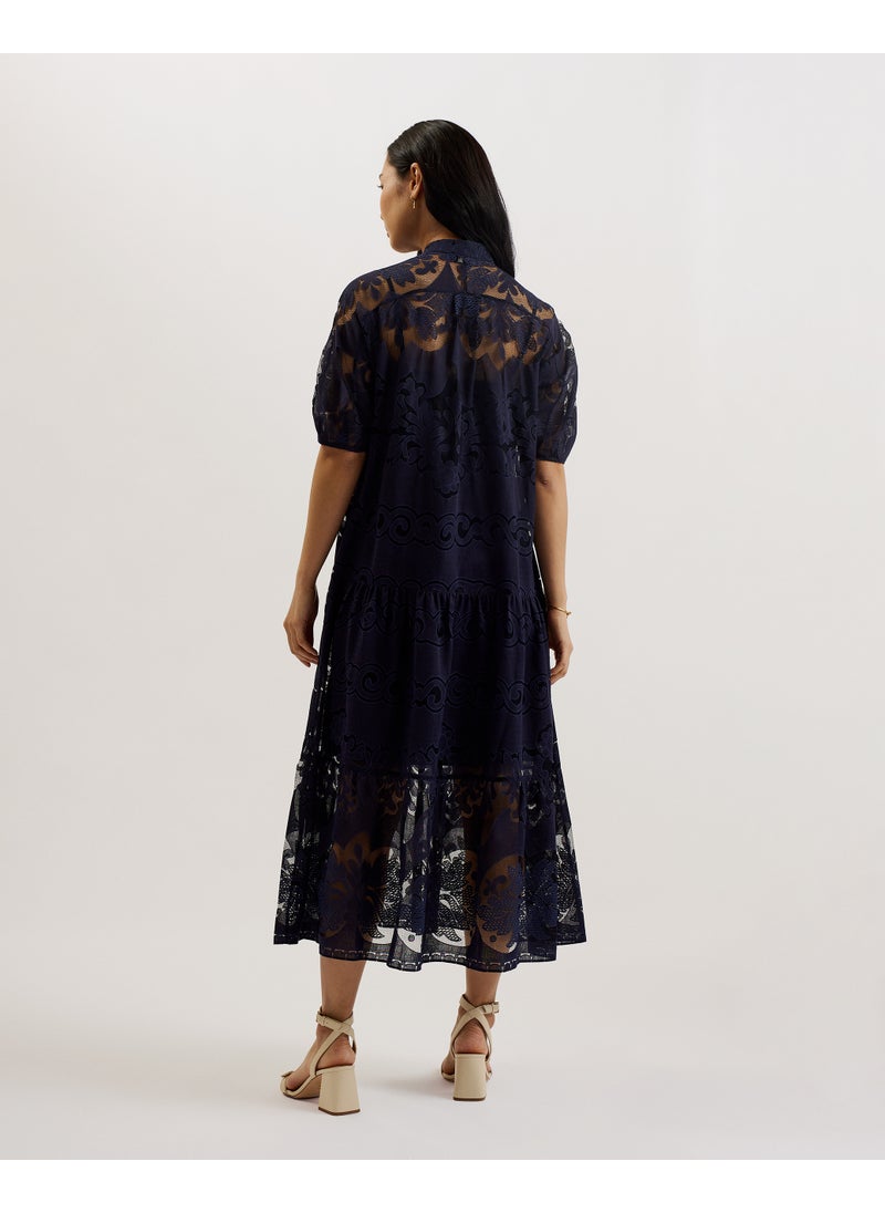 Ted Baker Xativa Laced Midi Shirt Dress With Puff Sleeve  - Image 2
