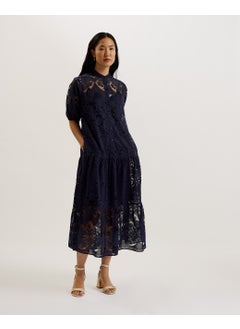 Ted Baker Xativa Laced Midi Shirt Dress With Puff Sleeve  - Image 1