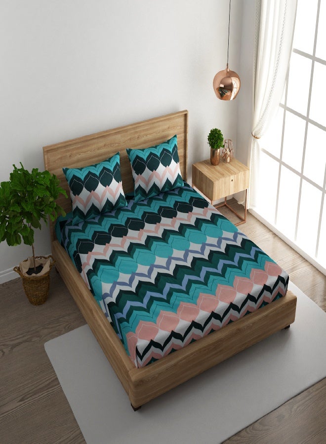 RISHAHOME 3-Piece 180 TC Printed Cotton Bedsheet Set Queen Size – Premium Collection with 2 pillow case - Image 1