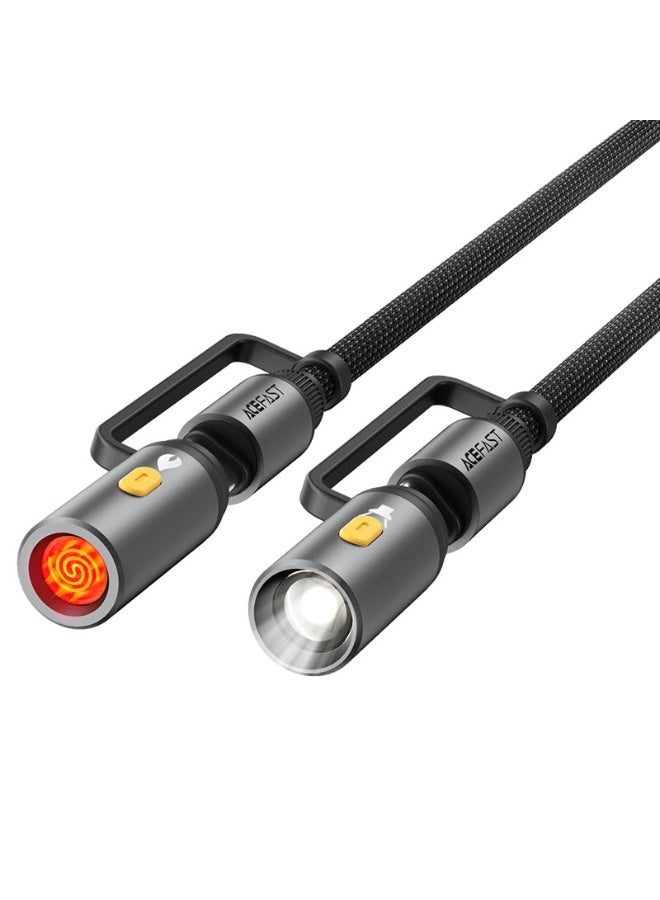 ACEFAST USB-C to USB-C 60W Fast Charging 3 in 1 Cable 1.2M With LED Flashlight, Cigarette Lighter Adapters,  High-Speed Data Transmission (J4) -Black - Image 4