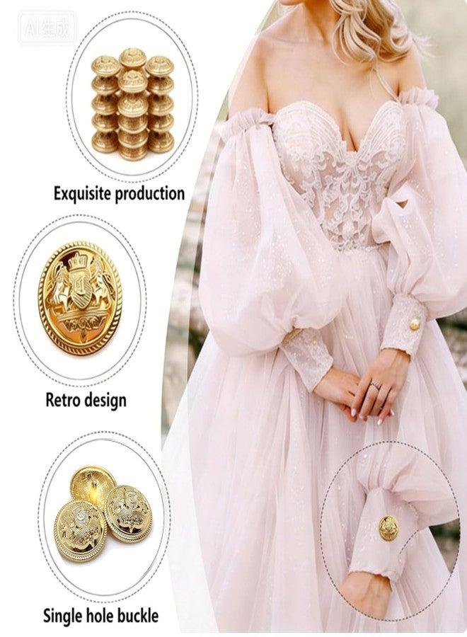 BharatBazaar 10 PCS Button for Clothes, Buttons for Shirts, Gold Metal Blazer Buttons - Round, Medium to Large, Formal Wear, DIY Tailoring & Costume Design - Image 3
