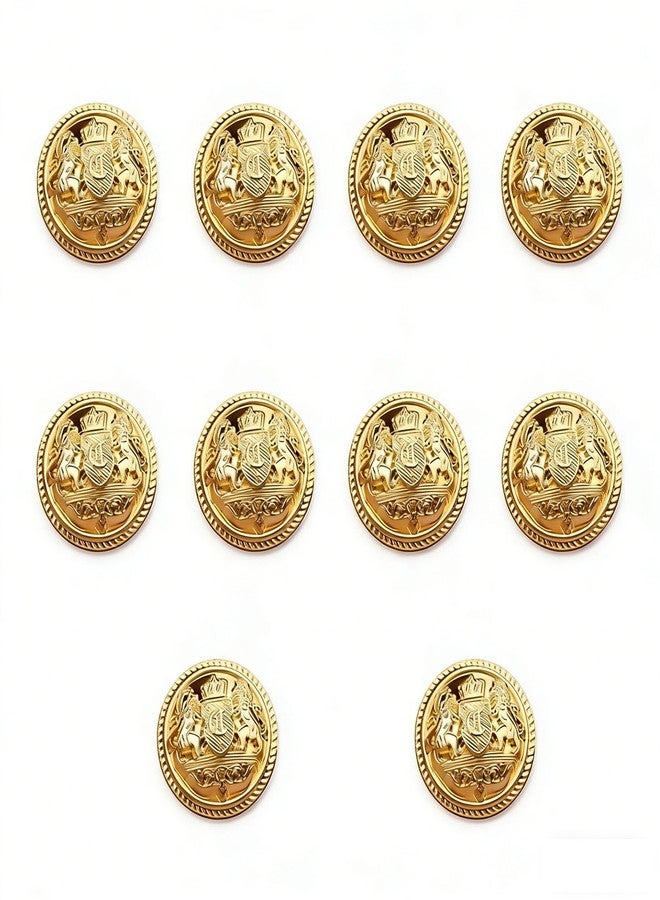 BharatBazaar 10 PCS Button for Clothes, Buttons for Shirts, Gold Metal Blazer Buttons - Round, Medium to Large, Formal Wear, DIY Tailoring & Costume Design - Image 1