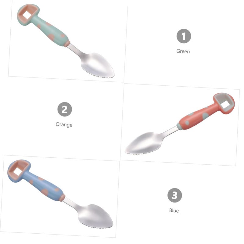 Stainless Steel Baby Spoons Serrated Edges Soft Handle Mushroom Design - Image 5