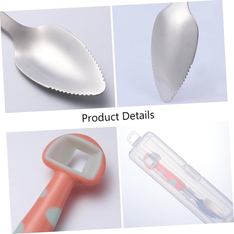 Stainless Steel Baby Spoons Serrated Edges Soft Handle Mushroom Design - Image 4