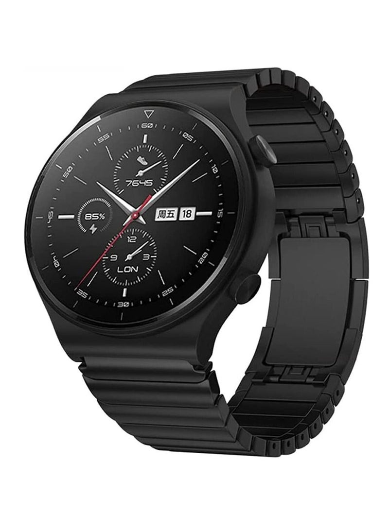 Y&D Stainless Steel Replacement Strap for Huawei GT 46mm / GT2 Pro 42 46mm, Compatible with Samsung Galaxy Watch 3 45mm Gear S3, Metal 22mm (Black) - Image 1