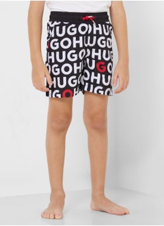 HUGO Kids Aop Logo Swim Shorts  - Image 1