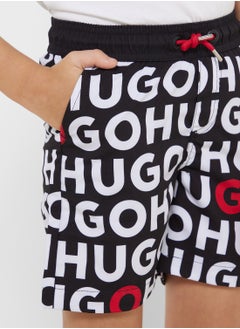 HUGO Kids Aop Logo Swim Shorts  - Image 4