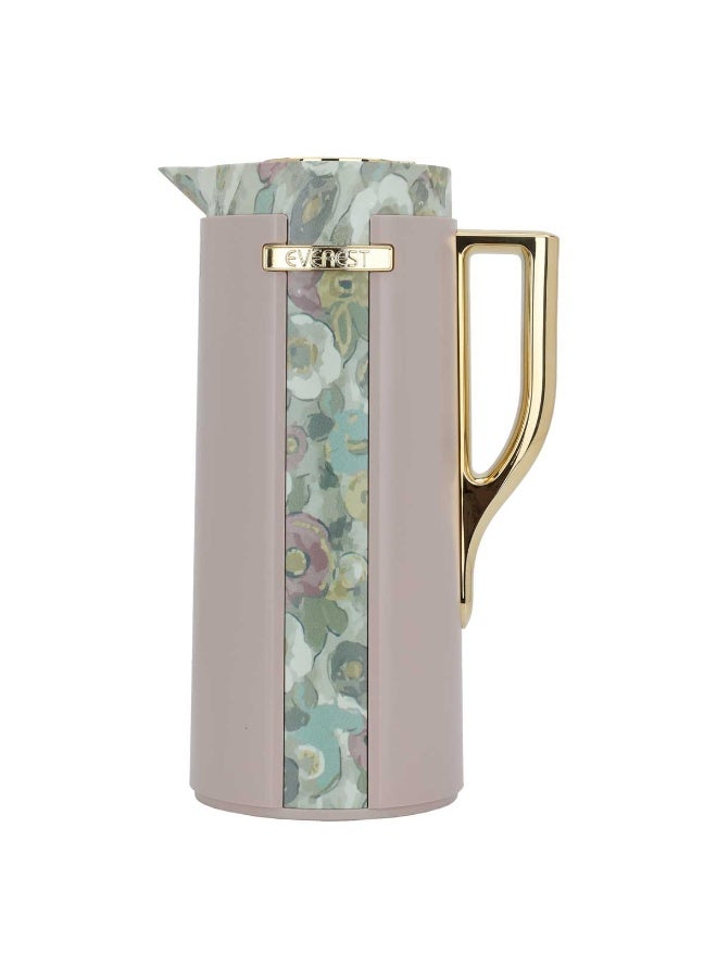 Alsaif Gallery Everest Widad Thermos, rose pattern, 1 liter, thermal glass inner shell, plastic outer shell - brown - Image 2