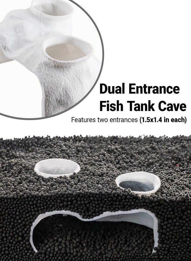 ORBIDYN Dual-Entrance Rock-Texture Cave - Fish Tank Shelter & Aquarium Decor with 2 Tunnels, 6×3.4×2.3in (White) - Image 3