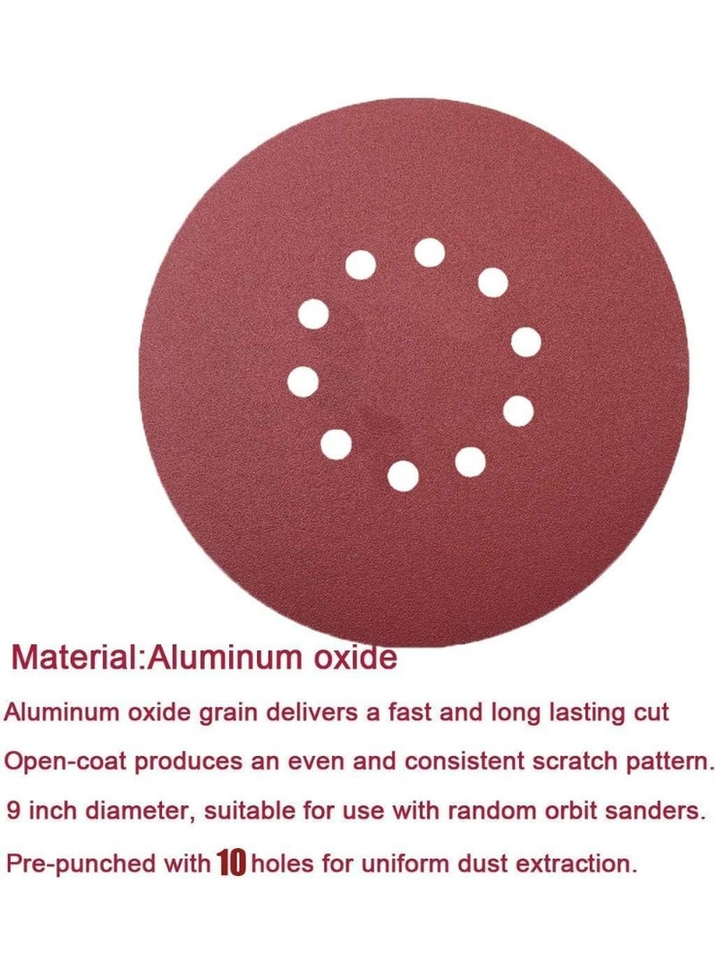 iBELL (10Pcs Pack) Sanding Disc 225mm (9") for IBELL Drywall Sander DS25-80 with 10 Holes for Dust Vacuum 100 Grit - Image 2