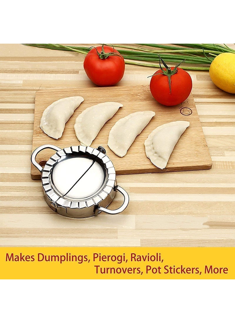 BLISS START BLISS START 2 in 1 Dumpling Maker Ghughra Momos Maker Machine Skin Press Mould for Gujiya Ghughra Mould MachineKitchen Dumpling Making Tool with Dumpling Puri Maker Momo Maker Stainless Steel  - Image 2