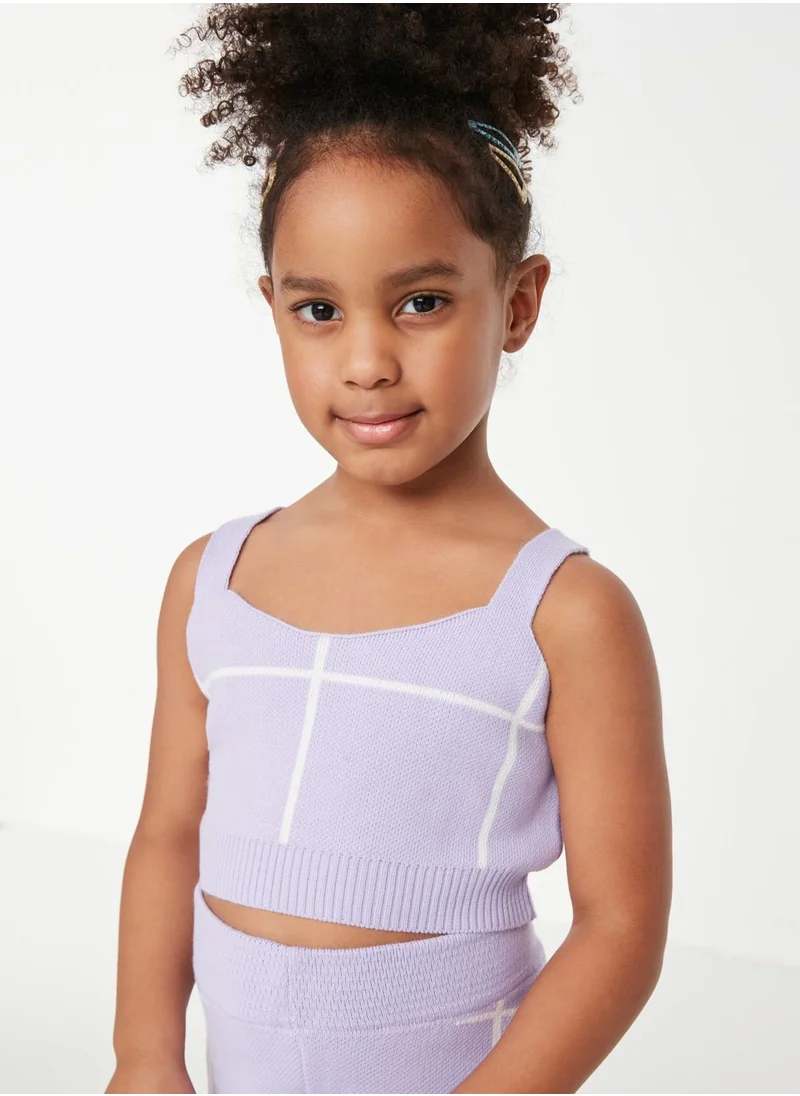 trendyol Kids Checked Knitted Top