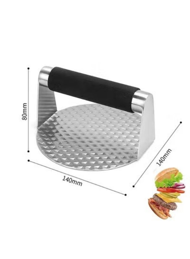 بينكو مكبس همبرجر من الفولاذ المقاوم للصدأ، مقبض مقاوم للحرارة، مجموعة ملحقات شواء احترافية للشواية المسطحة، وصانع فطائر الهامبرجر ومعصرة الشحوم، تصميم متعدد الاستخدامات ومتين. - Image 2